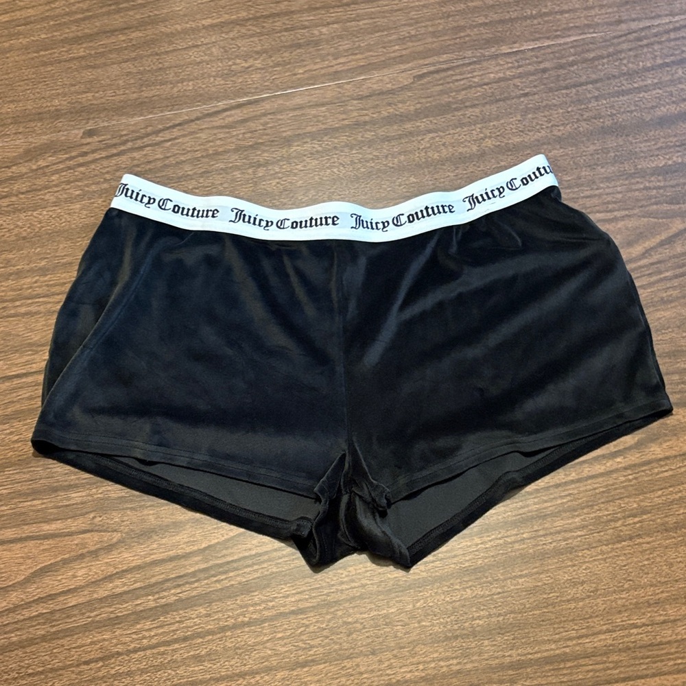 Juicy Couture XL Black Velour Pajama Shorts Bottoms